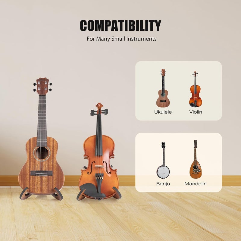 LINRAX US1 Ukulele Stand Floor, Universal Wooden Violin Stand X-Frame Style, Ukulele Holder with Soft Rubber for Ukulele Violin Banjo Mandolin, Folding Ukulele Support, Portable Floor Stand - Image 5